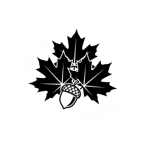 AI pumpkin carving stencil: a pile of autumn maple leaves and an acorn