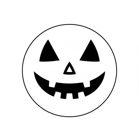 AI pumpkin carving stencil: a classic friendly jack-o’-lantern face with a big toothy smile