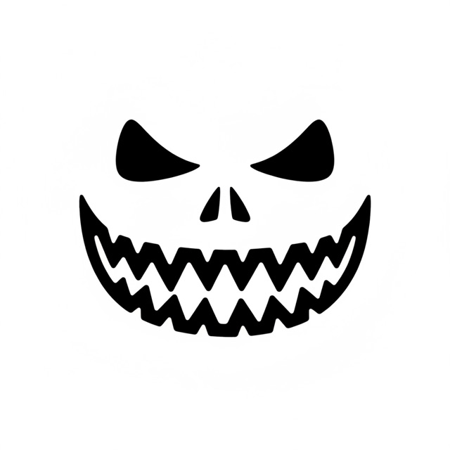AI pumpkin carving stencil: a classic scary jack-o’-lantern face